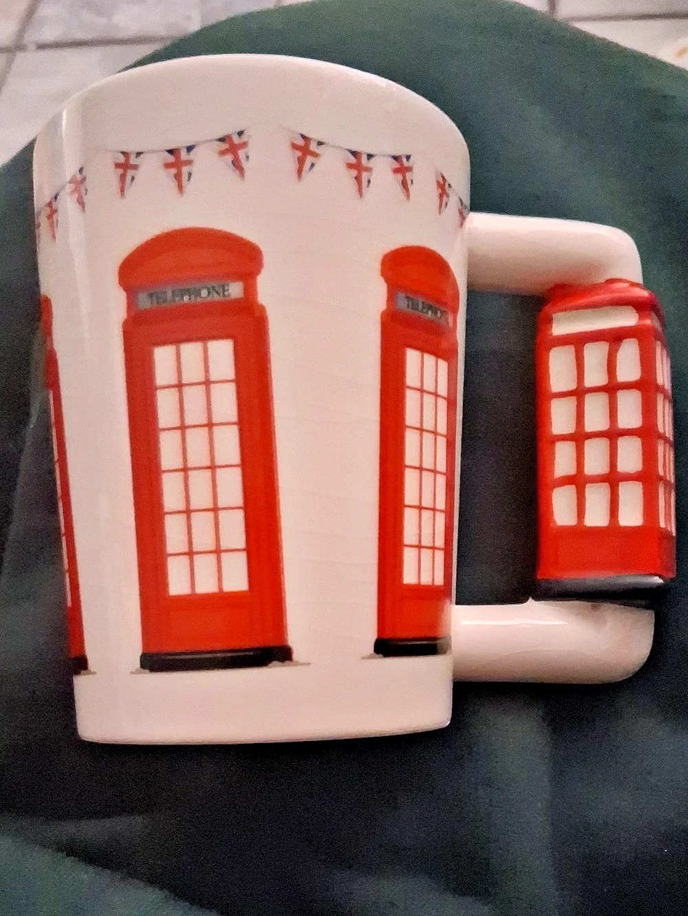 London Icons Red Telephone Box Shaped Handle Mug White & Red